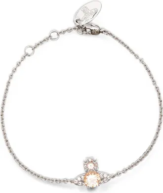 Vivienne Westwood Silver Oval Peach Gemstone Charm Bracelet
