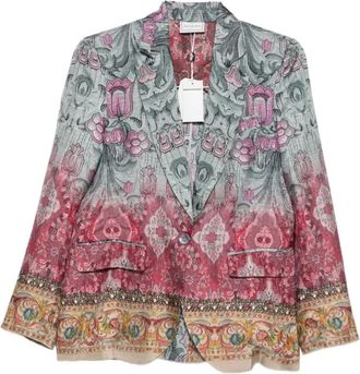 Pierre-Louis Mascia Blazers, female, Multicolor, S, Floral Ombré Jackets with Paisley Border