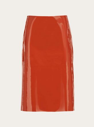 Ferragamo Women Patent leather pencil skirt Orange