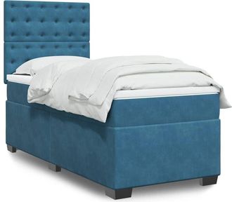 vidaXL Vidaxl - Cama Box Spring Con Colch&oacute;n Terciopelo Azul Oscuro 80x200 Cm