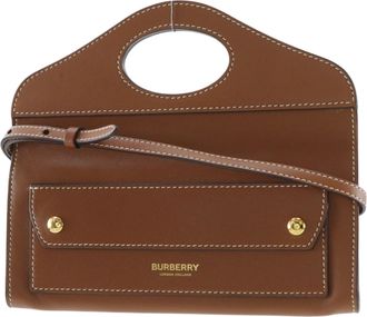 Burberry Brown Leather Clutch Bag Pochette (Pre-Owned)