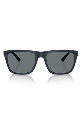 Emporio Armani AX Armani Exchange 57mm Square Sunglasses in Matte Navy Blue /Dark Blue at Nordstrom