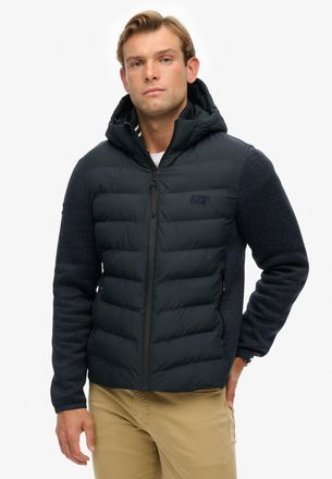 Superdry Steppjacke SUPERDRY HOODED STORM KNIT HYBRID JKT, Herren, Gr. 3XL, blau (eclipse navy), Steppware, Obermaterial: 100% Polyester, unifarben mit Farbein