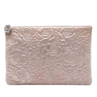 Chanel Pre-owned Clutches, female, Pink, Size: ONE SIZE Pre-owned Embossed Lambskin Clutch