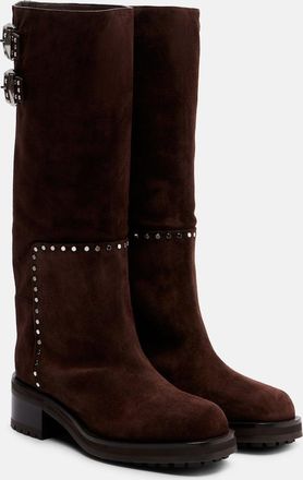 Jimmy Choo London Brooklyn 50 studded suede knee-high boots