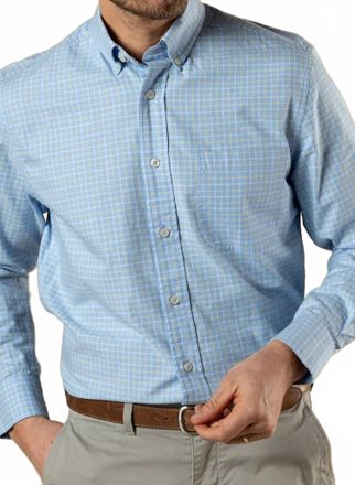 Duck Head Kline Plaid Cotton Oxford Sport Shirt In Serenity Blue