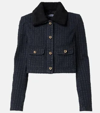 Self Portrait Embellished cropped denim jacket