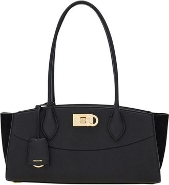 Ferragamo Studio Soft East West Bag - Dames - Schoudertassen - Zwart - ONE Size - Leer - Tassen
