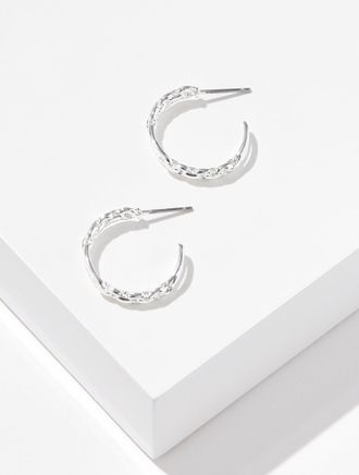 Talbots Delicate Chain Hoop Earrings - Shiny Silver - 001 Talbots