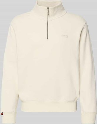 Superdry Regular Fit Sweatshirt mit Logo-Stitching in Hellgrau, Gr&ouml;&szlig;e XXXL
