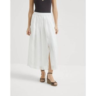 Brunello Cucinelli Womens White Midi Skirt, Size 36