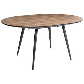 Beliani Beliani - Mesa De Comedor Redonda Ovalada Extensible Moderna Industrial Patas De Metal Marr&oacute;n Seniac