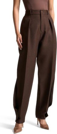 Mani&egrave;re De Voir Sophie Twist Leg Tailored Trousers in Brown at Nordstrom, Size 10
