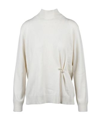Fabiana Filippi White Wool-Blend Long-Sleeve Turtleneck Sweater