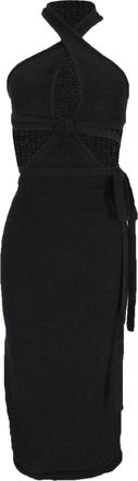 Cult Gaia Aziza Knitted Cutout Midi Dress in Black Cotton