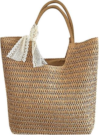 Generic 2026 Womens Large Straw Bag Retro Handbag Summer Beach Handle Tote (Khaki, One Size)