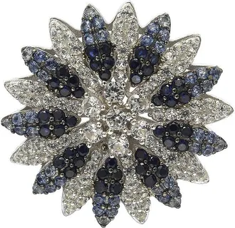 Suzy Levian Silver 0.02 ct. tw. Diamond & Sapphire Brooch