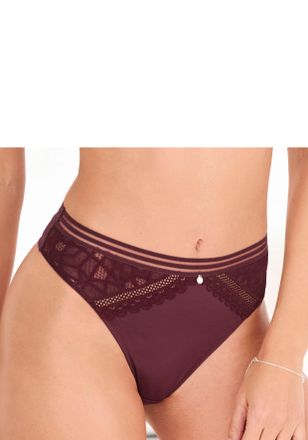 s.Oliver String S.OLIVER Milene, Damen, Gr. 48/50, lila (cassis), Microtouch, Obermaterial: 88% Polyamid, 12% Elasthan, Unterhosen String, mit graphischen, dez