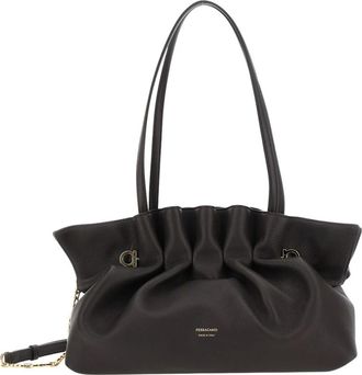 Ferragamo Soft Bag M - Dames - Schoudertassen - Bruin - ONE Size - Leer - Tassen
