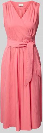 robe l&eacute;g&egrave;re Midikleid mit V-Ausschnitt und Bindeg&uuml;rtel in Pink, Gr&ouml;&szlig;e 34
