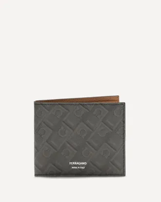 Ferragamo Leather bifold Wallet with Gancini pattern Male UNI