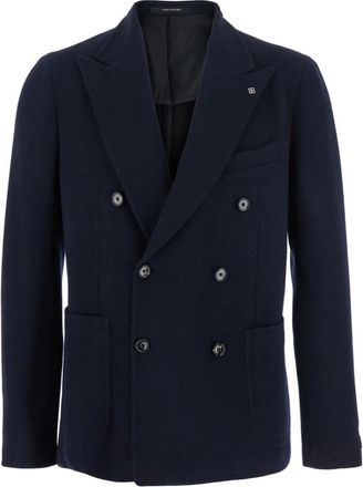 Tagliatore Double-Breasted Jas met Piekrevers - Heren - Blazers - Blauw - XL - Katoen - Jassen