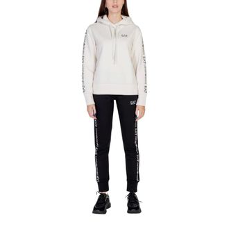Emporio Armani Hooded Long Sleeve Lace-Up Jumpsuit - Dames - Sport - Beige - Maat: 2XL Acryl