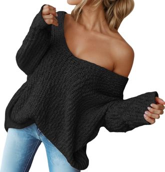 Generic Womens Sweater Knitted Sweaters for Women Cable Knit Pants Set Woman Tan Crew Neck Oversized Off The Shoulder White Turtleneck Strawberry Teens Aesthe