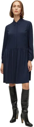 HUGO BOSS Womens Divenala Long Sleeve Knee Length Shirt Dress in Dark Blue - Size 4 UK