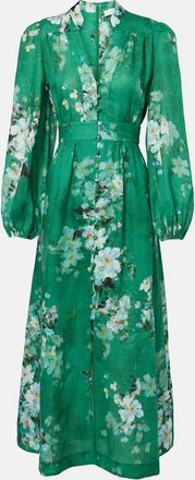Zimmermann Abito midi Everly in lino con stampa