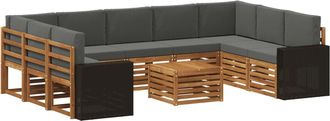 vidaXL Set Di Divani Da Esterno 10 Pz Naturale E Antracite Poliestere Vidaxl