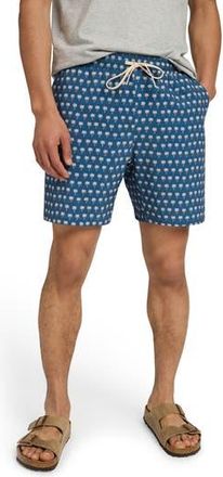 Faherty Shorelite Performance Swim Trunks in Navy Block Palm at Nordstrom Rack, Size Xx-Large