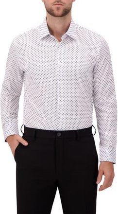 Report Collection Modern Fit Geometric Print 4-Way Stretch Button-Up Shirt in 01 White at Nordstrom Rack, Size 15.5