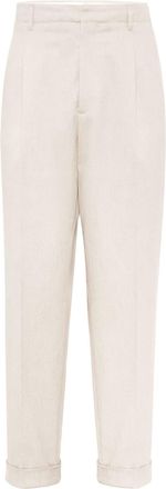 Brunello Cucinelli pleat-detailing tapered trousers - men - Cotton/Cashmere/Polyamide/Elastane - 46 - Neutrals