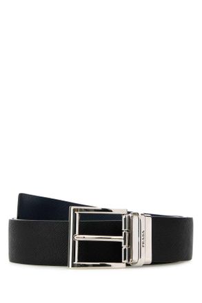 Prada Black Leather Reversible Belt
