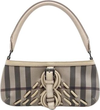 Burberry Pre-owned Shoulder Bags, female, Beige, Size: ONE SIZE Pre-owned Vintage Coated Canvas Shoulder Bag