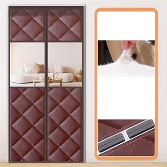 No Brand Cortina Magn&eacute;tica Con Aislamiento T&eacute;rmico Y Ventanas De Pl&aacute;stico Transparente, Resistente Al Viento, Gruesa, Ideal Para Puertas De Invierno, Patios Y 