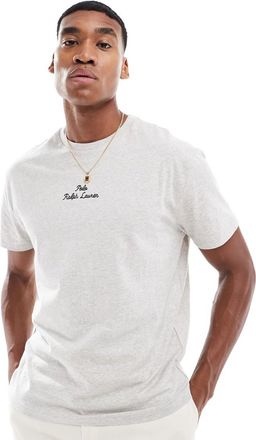 Polo Ralph Lauren T-shirt classica oversize grigio mélange con scritta del logo centrale