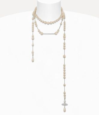 Vivienne Westwood Broken Pearl Necklace Silver Swarovski Crystals / Pearls Women
