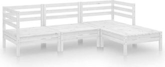 vidaXL 4 Piece Garden Lounge Set Solid Pinewood White Vidaxl