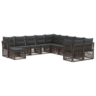 vidaXL Conjunto De Sof&aacute;s De Jard&iacute;n 11 Pcs Gris Rat&aacute;n Sint&eacute;tico Vidaxl