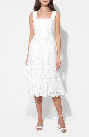 Adelyn Rae Savannah Scalloped Strap Cotton Eyelet Sundress in White at Nordstrom, Size X-Small