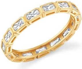 Crislu Baguette-Cut Cubic Zirconia Eternity Band Ring in 18Kt Yellow Gold/clear Stone at Nordstrom, Size 5