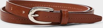 Simons Womens Silver D-buckle thin leather belt