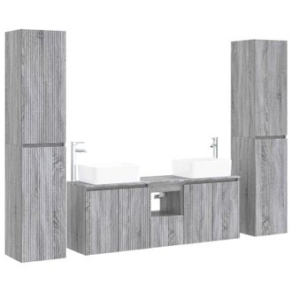 vidaXL Juego De Muebles De Ba&ntilde;o 5 Uds. Sonoma Gris 33 X 34,5 X 160 Cm Vidaxl