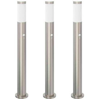 vidaXL Bollard Lights with Sensor 3pcs 80 cm Stainless Steel IP44 vidaXL
