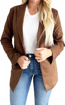 Elan Suede Oversized Blazer In Chocolate