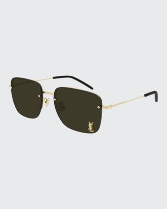 Saint Laurent YSL Rimless Square Metal Sunglasses