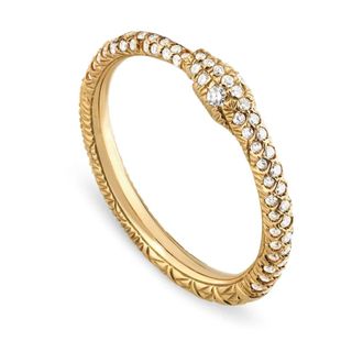 Gucci Accessoires, Dames, Geel, 54 MM, Ouroboros Diamant Pav&eacute; Ring