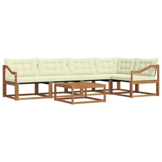 vidaXL Conjunto De Sof&aacute;s De Exterior Con Coj&iacute;n 6 Pcs Natural Y Crema Vidaxl